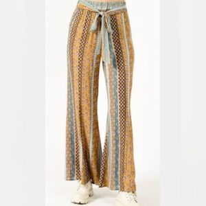 NEW GEEGEE Plus High-Waist Wide Leg Pants in Multi/Camel 2XL